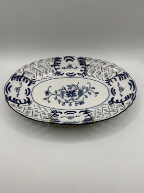 Vintage Lillian Vernon Reticulated 'Blue  Onion' Floral Dish